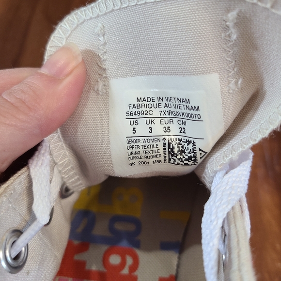 Corduroy Converse Chuck Taylor All Star Lift Low Rainbow VTG White Womens US 5 - Picture 8 of 9